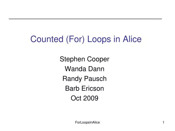 counted for loops in alice