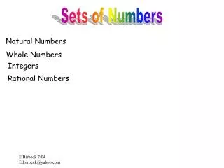 Sets of Numbers