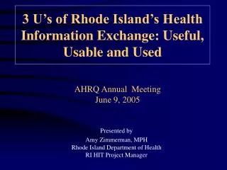 AHRQ Annual Meeting June 9, 2005