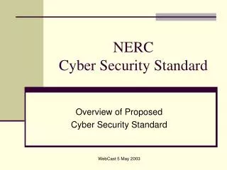 NERC Cyber Security Standard