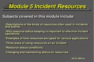 Module 5 Incident Resources