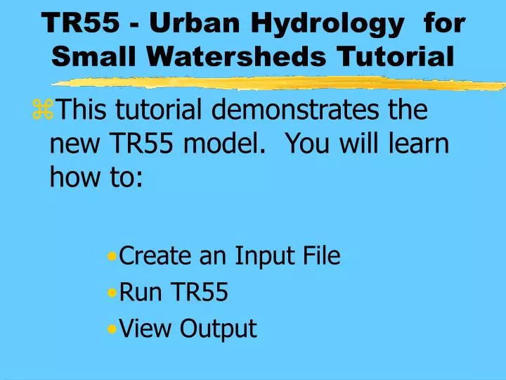 tr55 urban hydrology for small watersheds tutorial
