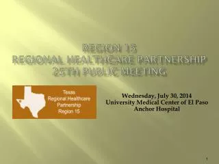 Region 15 Regional Healthcare Partnership 25th Public Meeting