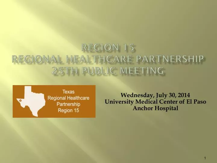 region 15 regional healthcare partnership 25th public meeting