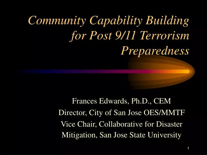 community capability building for post 9 11 terrorism preparedness