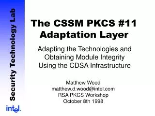 The CSSM PKCS #11 Adaptation Layer
