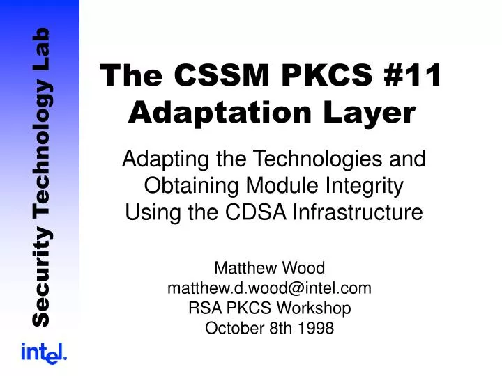 the cssm pkcs 11 adaptation layer