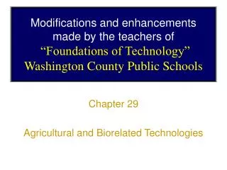 Chapter 29 Agricultural and Biorelated Technologies