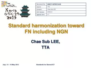 Standard harmonization toward FN including NGN