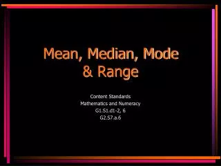 Mean, Median, Mode &amp; Range
