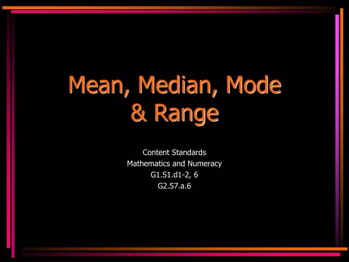 mean median mode range