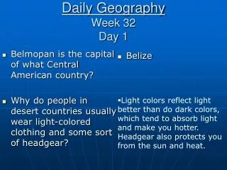 Daily Geography Week 32 Day 1