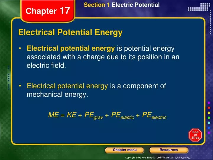 electrical potential energy