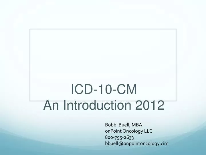 icd 10 cm an introduction 2012