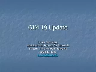 GIM 19 Update