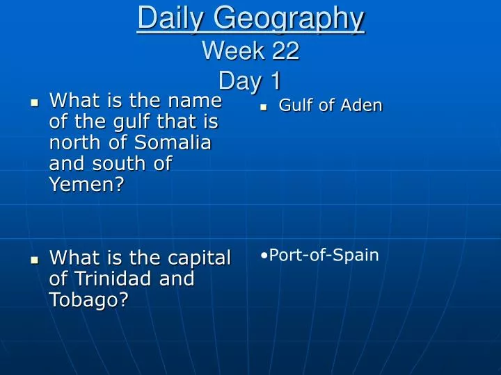daily geography week 22 day 1