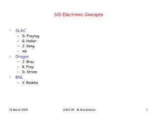 SiD Electronic Concepts