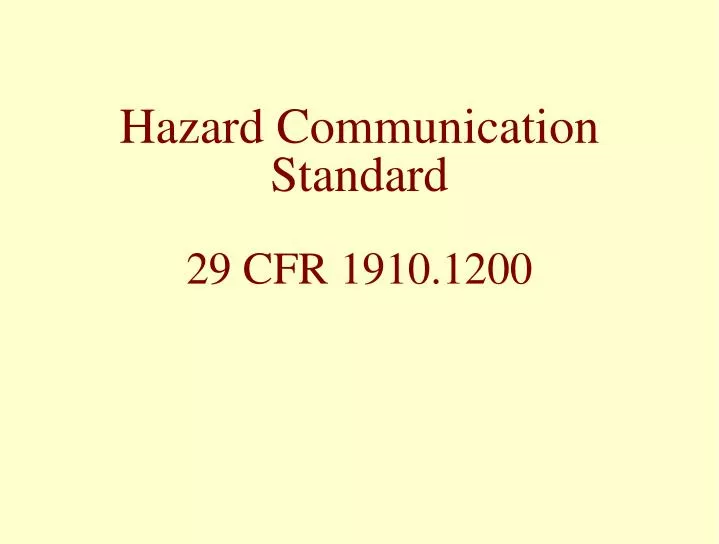 hazard communication standard 29 cfr 1910 1200