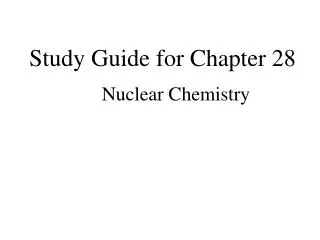 Study Guide for Chapter 28