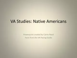 VA Studies: Native Americans