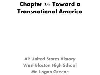 Chapter 31: Toward a Transnational America