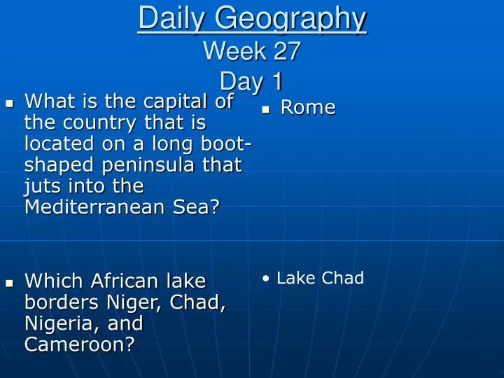 daily geography week 27 day 1