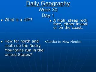Daily Geography Week 30 Day 1
