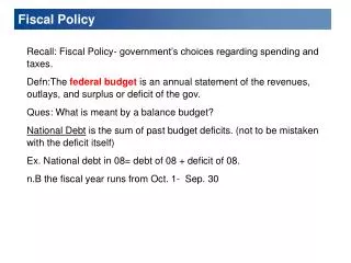 Fiscal Policy