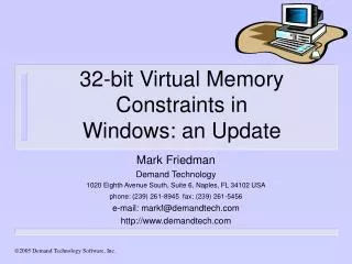 32-bit Virtual Memory Constraints in Windows: an Update