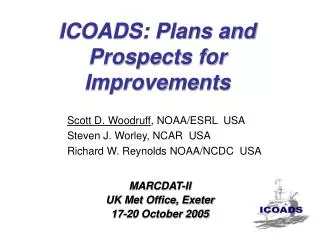 ICOADS: Plans and Prospects for Improvements