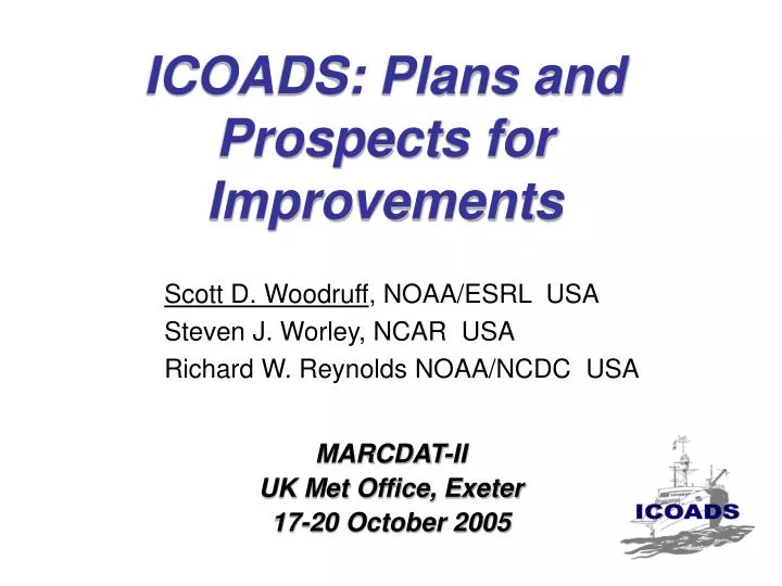 icoads plans and prospects for improvements