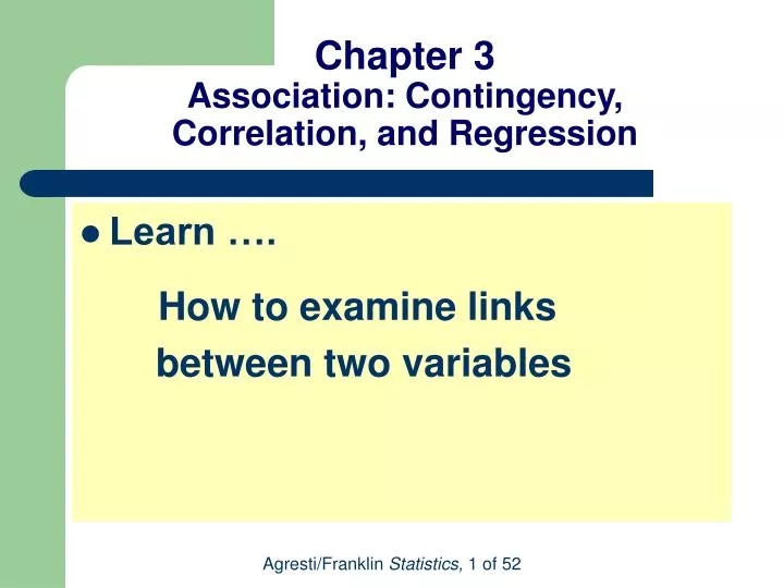 chapter 3 association contingency correlation and regression
