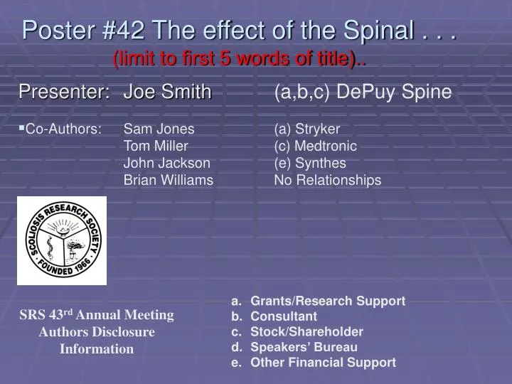 poster 42 the effect of the spinal limit to first 5 words of title