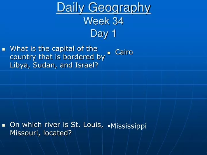 daily geography week 34 day 1