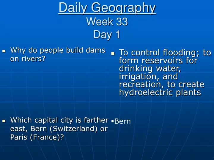 daily geography week 33 day 1