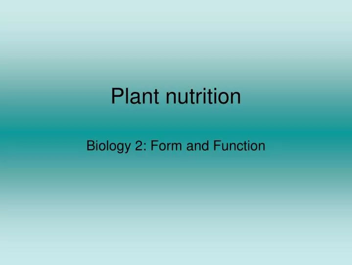 plant nutrition