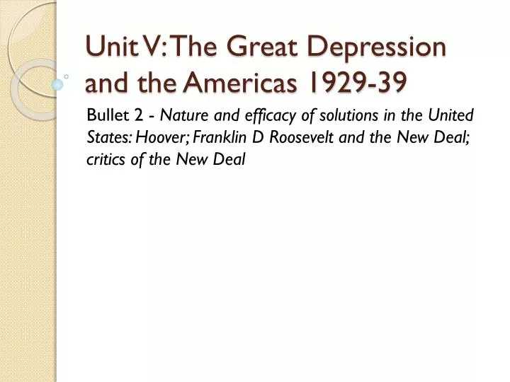 unit v the great depression and the americas 1929 39