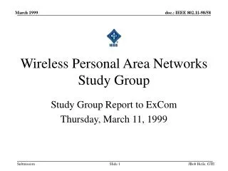 Wireless Personal Area Networks Study Group