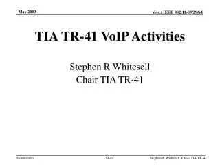 TIA TR-41 VoIP Activities