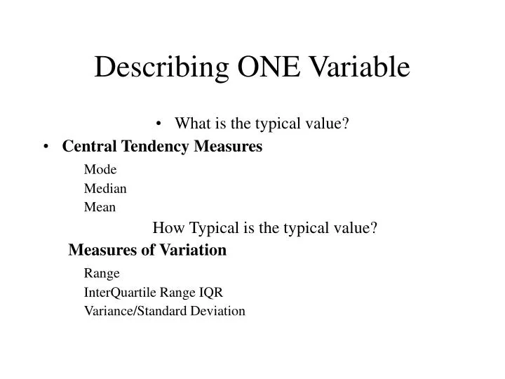 describing one variable