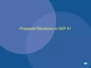 Proposed Revisions to NSF 61