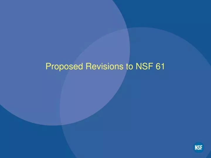 proposed revisions to nsf 61
