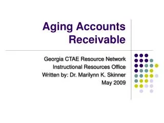 Aging Accounts Receivable