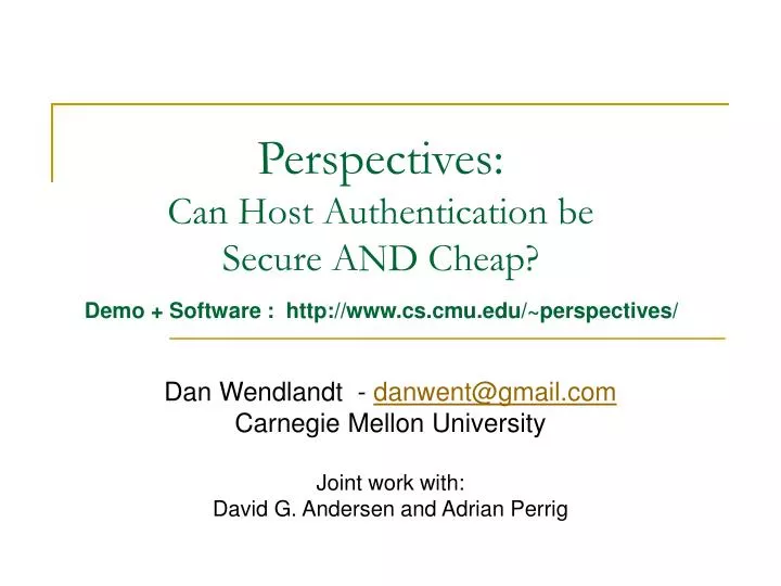 perspectives can host authentication be secure and cheap