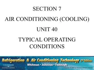 SECTION 7 AIR CONDITIONING (COOLING) UNIT 40 TYPICAL OPERATING CONDITIONS