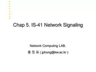 Chap 5. IS-41 Network Signaling