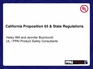 California Proposition 65 &amp; State Regulations