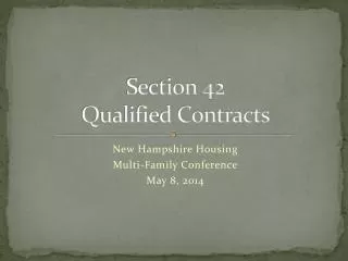 Section 42 Qualified Contracts