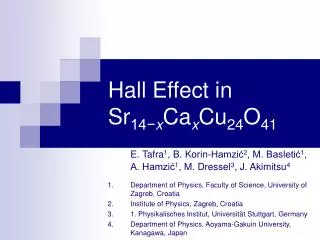 Hall Effect in Sr 14? x Ca x Cu 24 O 41