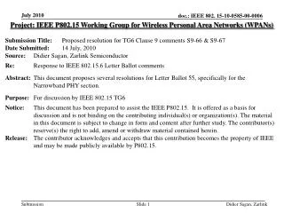 Project: IEEE P802.15 Working Group for Wireless Personal Area Networks (WPANs)